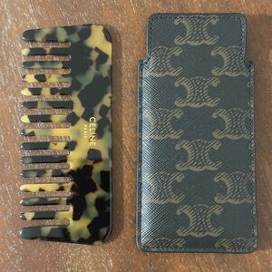 Celine Tortoise Shell Comb with Monogram Case